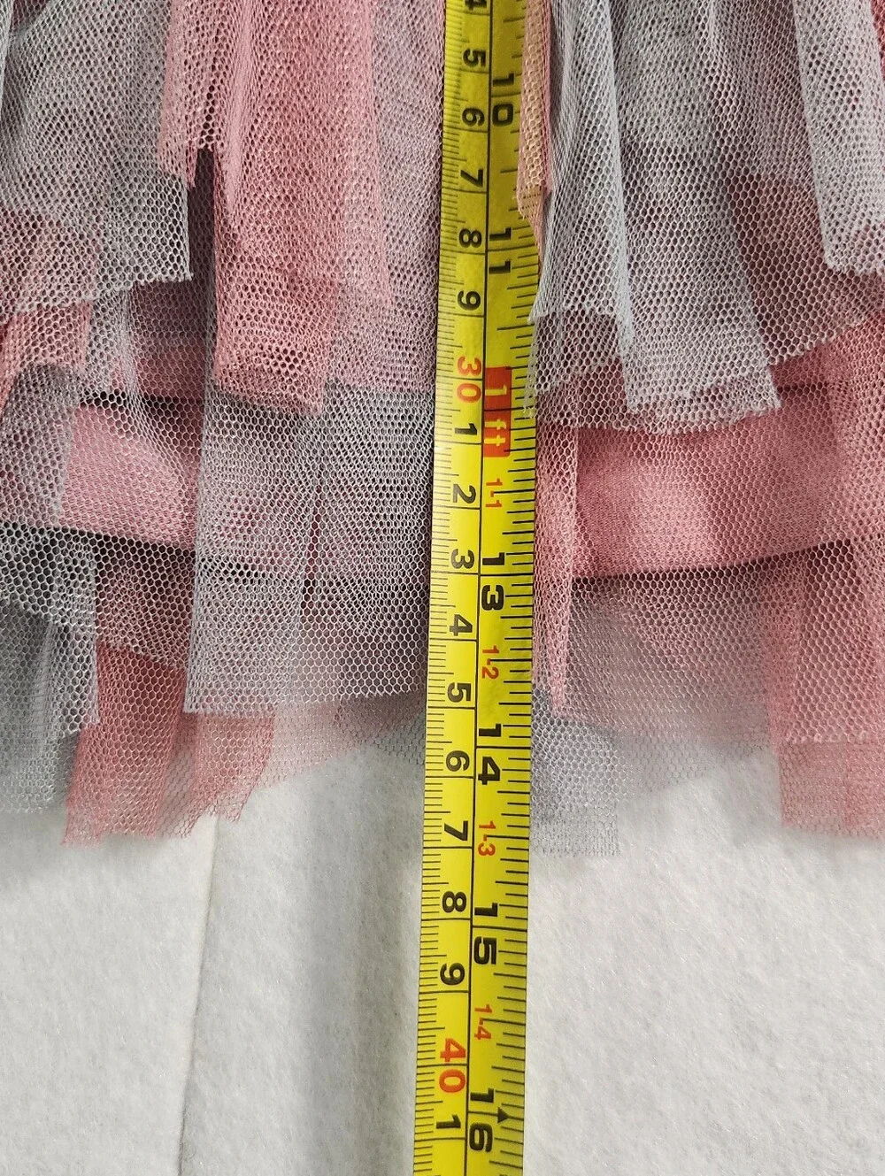 Matilda Jane Pink & Gray Layered Tulle Ruffle Skirt Size 8 - Picture 5 of 10